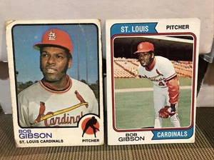1973 Topps Bob Gibson and 1974 Gibson Card (2 Card Lot) St Louis Cardinals - Picture 1 of 2