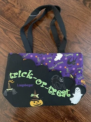 Longaberger Homestead Halloween Trick or Treat Tote Bag Purse Ghosts Black Cat - Image 1 of 4