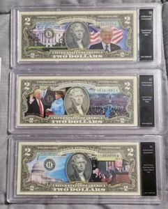 ×3 Donald Trump 2019 (MAGA)Presidential Note Uncirculated $2 Bill (005-006-007) - Picture 1 of 15