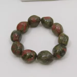 Pulsera elástica BOLD Southwestern Unakita piedra natural Santa Fe pájaro de nieve - Imagen 1 de 4