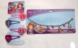 Disney Sofia the First Princess All Charms Metal Bracelet&4 Hair Clips-New!AR3S - Picture 1 of 3
