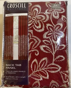 1 Pack Croscill Boutique Adriel 82 In X 84 In Red 2 Lined Panels & Tiebacks - Picture 1 of 8