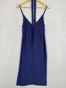 BEC + BRIDGE slip dress size 10 navy blue pinstripe simple minimalist - Picture 1 of 16