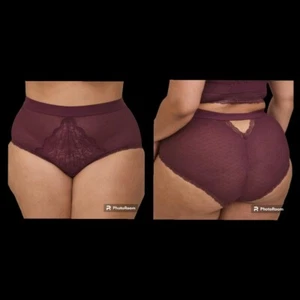 5X 28W Torrid Purple Brief Panty Lace Lingerie Mesh Dot Keyhole Plussize Boudior - Picture 1 of 7