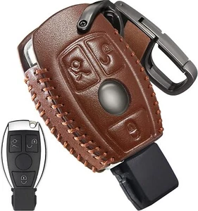 Remote Key Cover Fob Chain for Mercedes Benz Leather Key Bag Protect Decoration - Picture 1 of 16