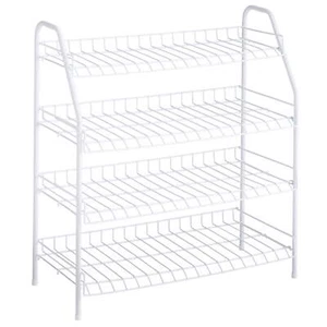 Rubbermaid Freestanding 4-Tier Wire Shelf Shoe Rack and Organizer, White - Picture 1 of 7