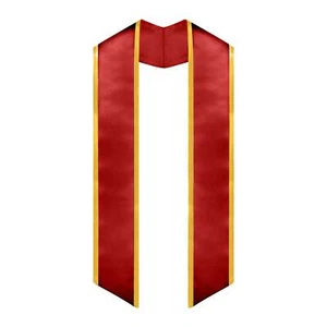 Endea Graduation Red/Gold Plain Graduation Stole With Trim Color - Picture 1 of 9