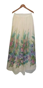 Vintage Billowy Floral Print Layered Maxi Skirt Boho Full Length W30 S/M - Picture 1 of 6