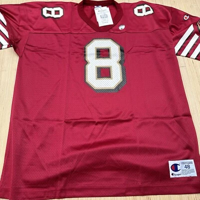 Camiseta deportiva Deadstock años 90 San Francisco 49ers de colección Steve Young #8 CAMPEÓN XL QB Club Foto 1 de 4