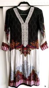 Bohemian Kleid - bedruckter leichter Stoff & strukturierter Ausschnitt Gr. S - Bild 1 von 16