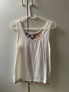 Burberry Tank Top Women's XS TP White Cotton Elastane Round Neck - Picture 1 of 13