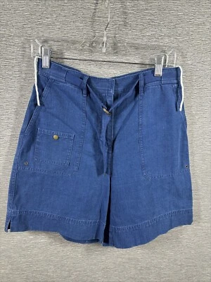 Pantalones Cortos Vintage Lauren Ralph Lauren Azul Denim Alto Carga Años 90 Cinturón Talla 6 Foto 1 de 4