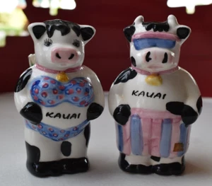 Vintage COWS Toothpick Holder Souvenir KAUAI Male & Female Set of 2 Whimsical - Picture 1 of 6
