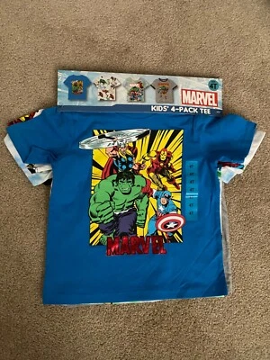 Marvel Team Kids' 4-pack T-Shirt Size 4T Hulk, Iron Man, Thor, Captain America - Image 1 of 4