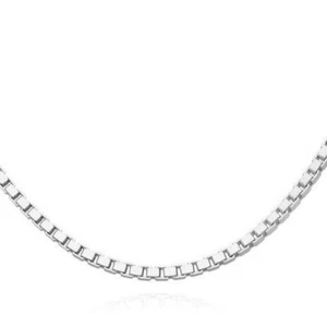 18K White Gold Over Sterling Silver 1.5mm Box Chain 16"-24" - Picture 1 of 8