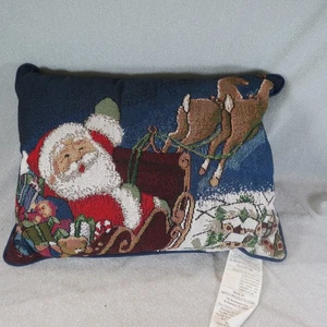 Tapiz Papá Noel Navidad Tirar Aguja Punta Almohada 16 x 12 - Imagen 1 de 2