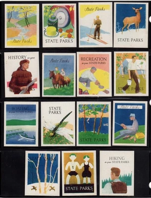 USA Set of 15 Advertising Stamps for State Parks - MNH - Image 1 of 4