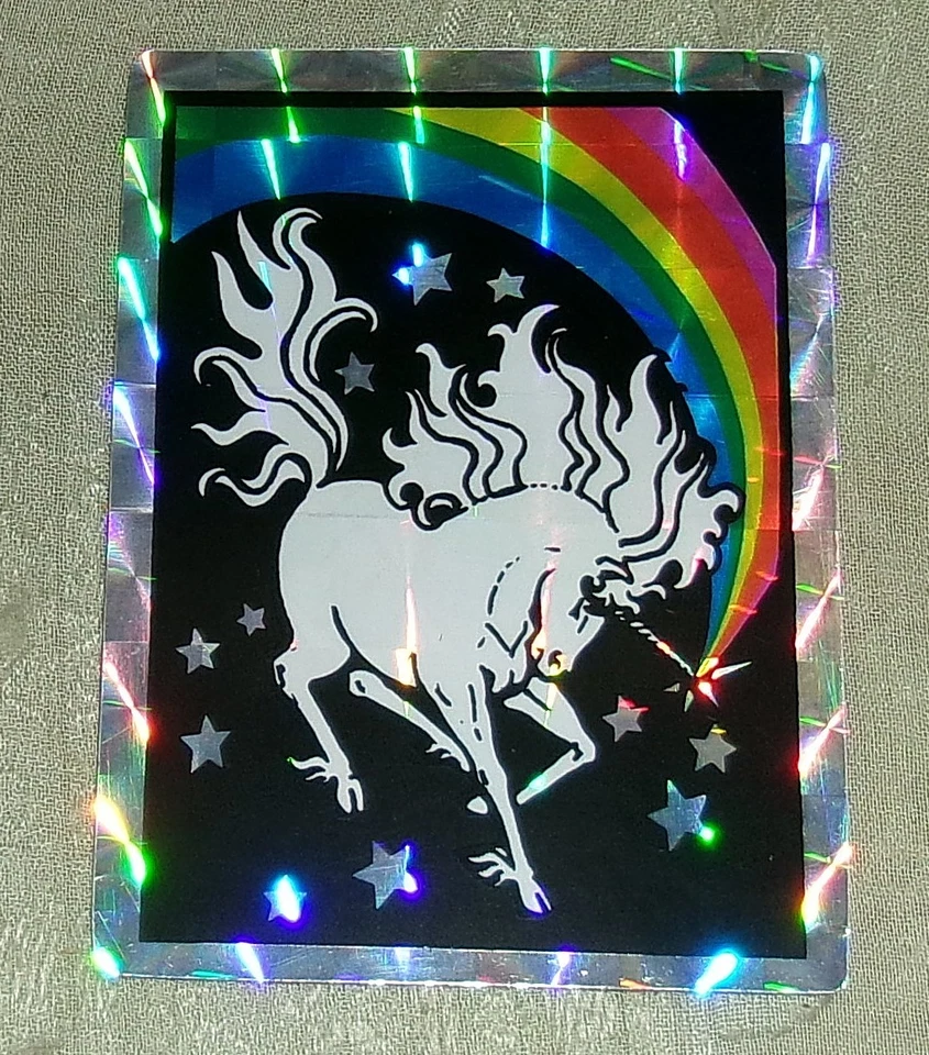 Vintage 80's Vending Prism Holographic Sticker Unicorn Rainbow Stars - Image 1 of 1