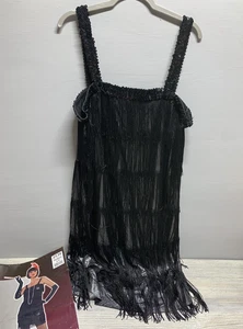 Flapper Fransen Kleid Kostüm Damen Medium 6-8 schwarz 20er Jahre Roaring 20s Erwachsene - Bild 1 von 6