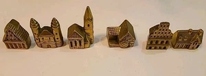 Vintage Solid Brass Miniatures 6pcs Taiwan Old Mill Buildings - Picture 1 of 24