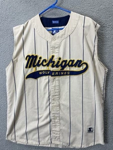 🔥 Vintage Starter University Of Michigan Baseball Jersey Pinstripe Men’s Sz XL - Bild 1 von 14