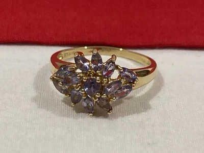 Anel de banda Chuck Clemency STS 14k ouro amarelo sólido tanzanita TAMANHO 8 - Imagem 1 de 4