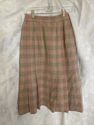 Falda a Cuadros Pendleton Para Mujer 100% Lana Virgen Rosa Tartán Talla 8 Preppy Academia Foto 1 de 4