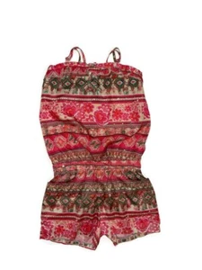 SQUEEZE Girls Size 8 Pink Pattern Sleeveless Sequin Romper with Pockets  - Picture 1 of 5