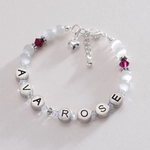 Jeder Name Mädchen / Baby Armband mit Geburtsstein - Zinn Personalisiert Schmuck - Bild 1 von 8
