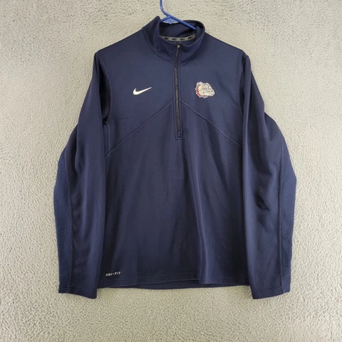Gonzaga Bulldogs Sweater Men M Medium Dark Blue Nike Pullover Sweatshirt 1/4 Zip Cover