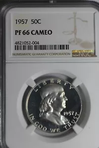 Medio dólar Franklin 1957 PF66 cameo NGC #52-004 - Imagen 1 de 3
