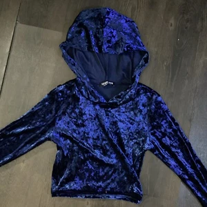 Fashion Nova Blue Crop Hoodie Sweatshirt S Soft Cozy - Picture 1 of 11