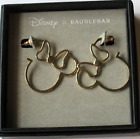 Disney X BaubleBar Minnie Mouse Hoop Earrings Character Logo Bow Gold Tone Boxed