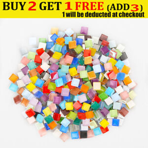 Multicolours 1x1cm Stained Glass Square Mosaic Tiles Polished For Arts Crafts