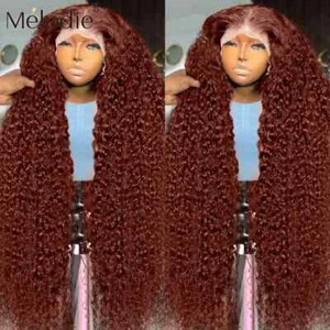 Reish Brown 13x4 Lace Front Human Hair Wigs Curly Transparent Lace Wig For Women - Picture 1 of 6