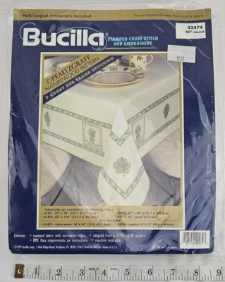 Bucilla "Nature Wood" Stamped Cross Stitch Tablecloth Kit #42474 – 60" Round - Image 1 of 4