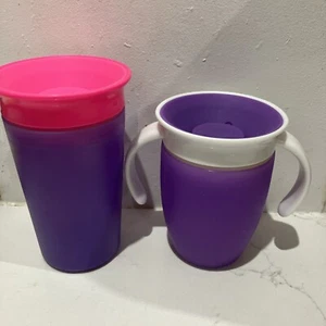 Munchkin Miracle 360 Trainer Cup purple and pink colour change No Spill (2 Pack) - Picture 1 of 2