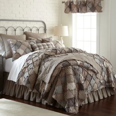 Donna Sharp Smoky Mountain Rag Quilt **QUEEN** Country Farmhouse Patchwork Gray - Image 1 of 3