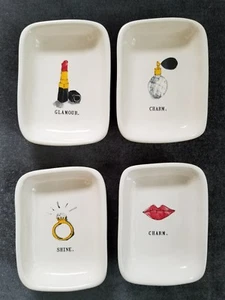 RAE DUNN "SHINE" "GLAMOUR" CHARM" 4ER SET SCHMUCK SCHMINKSCHALEN - Bild 1 von 1