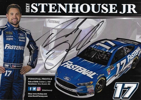 SIGNED 2018 RICKY STENHOUSE JR "FASTENAL FORD #17 NASCAR MONSTER POSTCARD Cover