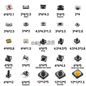125 un. 25 tipos/lote surtido interruptor táctil micro pulsador restablecimiento mini interruptor de hoja - Imagen 1 de 2