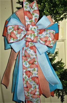 НОВЫЙ ВЕСЕННИЙ ПЕРСИК БАБОЧКА ПРОВОДНОЙ БАНТ ПАСХАЛЬНАЯ КОРЗИНА ВЕНОК ПОЧТА # 188 - Изображение 1 из 3