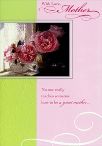 Carnations in Silver Foil Frame: Mother - Designer Greetings Mother's Day Card - Picture 1 of 2