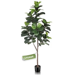 LYERSE 198cm Artificial Fiddle Leaf Fig Tree Indoor Decoration Plant Fake Tree - Picture 1 of 9