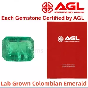 5x7-10x12mm Lab grown Colombian Emerald Green Emerald Cut With AGL Certificate - Picture 1 of 6
