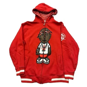 Y2K TUPAC RED FULL ZIP HOODIE SWEATSHIRT RAP CREATING LIMITLESS HEIGHTS XL H8 - Picture 1 of 5