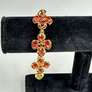 Pulsera Vintage Rojo Estrás Tono Dorado Joyería ENCANTADORA - Imagen 1 de 9