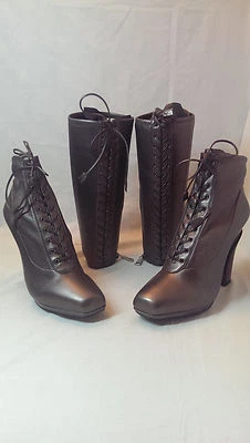 NUEVO EN CAJA BOTAS DE CUERO PRADA NAPPA ELÁSTICAS GRAFITO CON CORDONES 9.5 US 39.5 EU Foto 1 de 4
