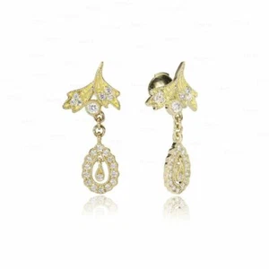 14 Karat Gold 0,50 Karat (halbes Karat) Original Diamant hängende Ohrringe feiner Schmuck - Bild 1 von 5