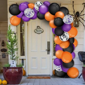 Kit de 127 piezas de guirnalda de arco de Halloween negro púrpura globos helio aire decoración de fiesta - Imagen 1 de 5